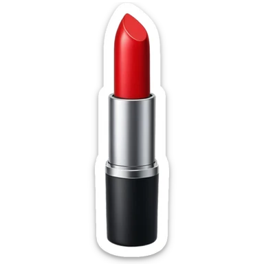 A sleek matte-red lipstick in a black metal tube. sticker