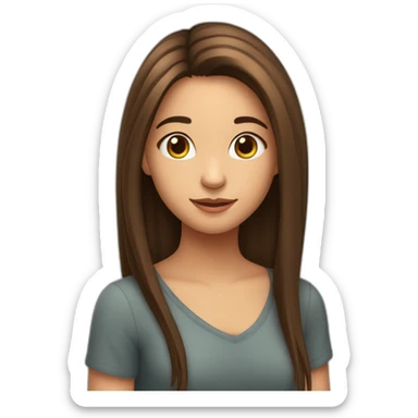 Une jeune fille avec les cheveux lisses brunes, cheveux longs sticker