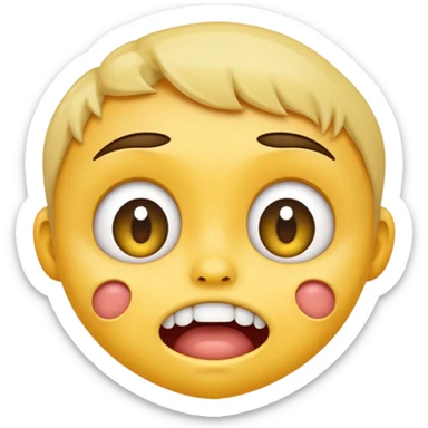 Wide eyes emoji with an underbite with drool coming out ￼ sticker