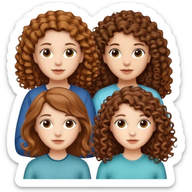 Three white girls, all of off this with brown hair but one whit straight one whit curly and one whit very curly sticker