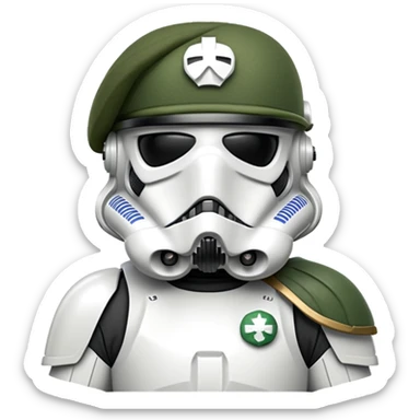 Stormtrooper wearing green beret sticker