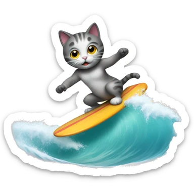 cat surfing sticker