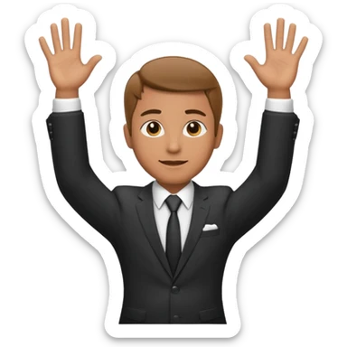 Hands up man meme put a suit on him with tie sticker