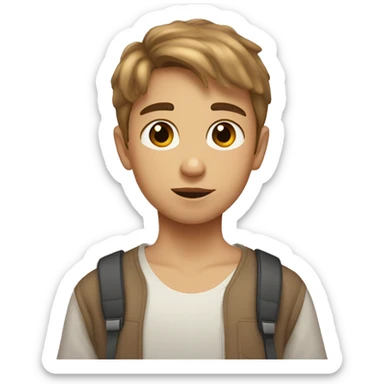 a girl with light brown hair kisses a boy with short haircut and light brown hair too, they have brown eyes  sticker