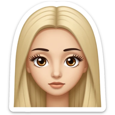 long straight hair dark brown eyes and long lashes with and light  skin sticker