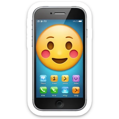 Generate a realistic emoji of a smartphone where a lot of things like data, ideas, inventions and creative stuff coming out of it sticker