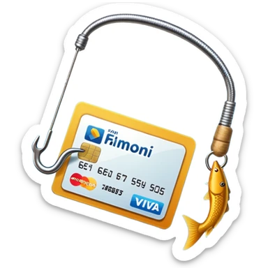 credit card phishing prevention with a fishing hook sticker