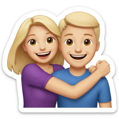 smiley face biting another person’s arm  sticker