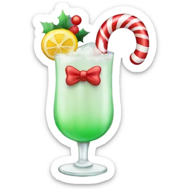 christmas cocktail with a candy cane and a bow on the stem  sticker