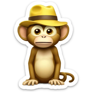 Banana monkey with hat sticker
