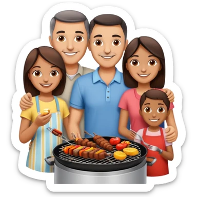 Turkish beautiful finished family make bbq time sticker