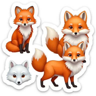 A red fox and an arctic fox sticker