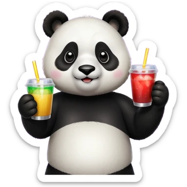 A panda holding a cup of punch, looking excited under disco lights.



















 sticker