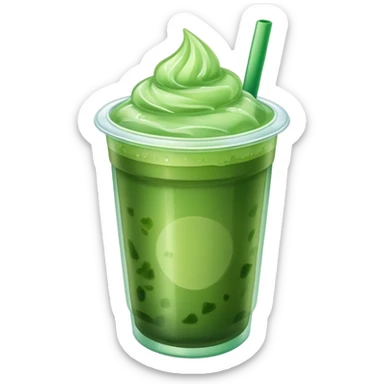 iced matcha plastic cup with lid sticker