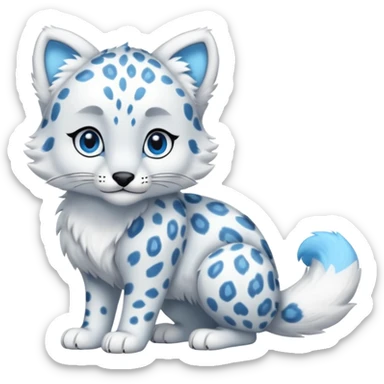 Shiny Snow-Leopard-Amaura-Arctic-Fox-fusion-hybrid, full body  sticker