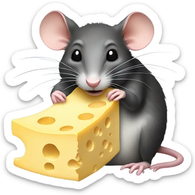 Rat eating cheese sticker