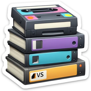 stack of VHS tapes piled up sticker