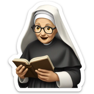Old nun reading the holy Bible scriptures  sticker