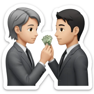 side profiles of two people exchanging money sticker