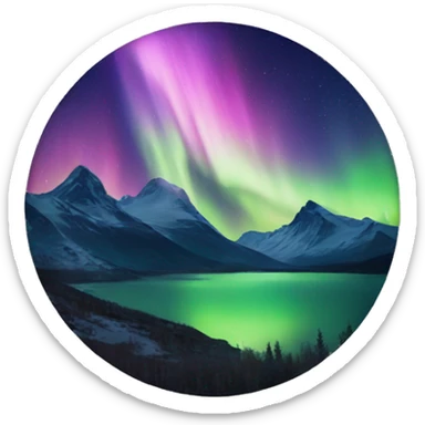 Northern Lights over the mountain sticker