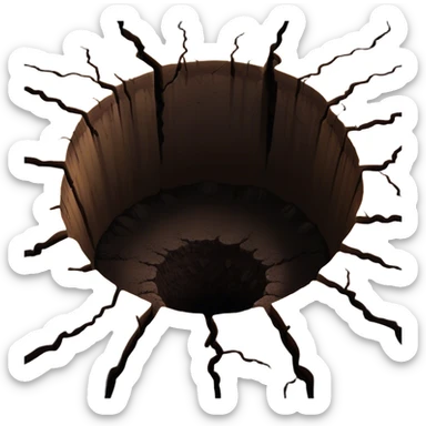 A deep hole in the ground, symbolizing a gap or depression sticker