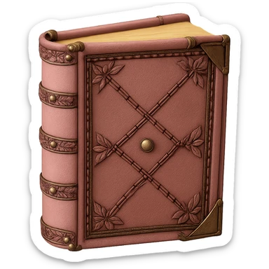 Remove the background, keep only the pink leather-bound diary, realistic and detailed, with transparent background. sticker