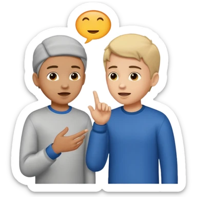 Two boys talking to each other. sticker