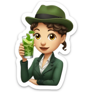 argentine girl sherlock holmes drinking mojito sticker