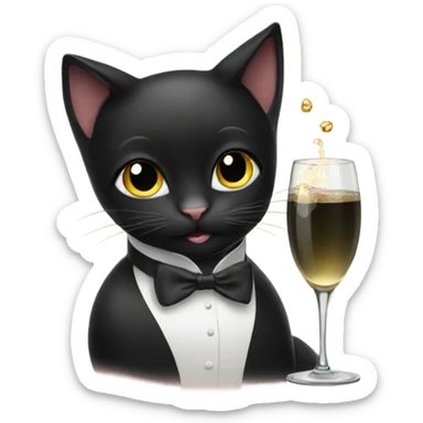 Black cat drinking champagne sticker