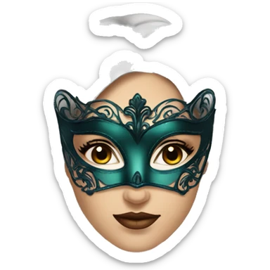 Masquerade beautiful brunette in a mask sticker