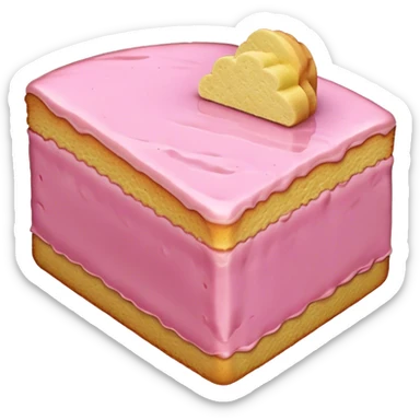 sweet simple slice of sponge cake with pink frosting on the outside, pointing right sticker