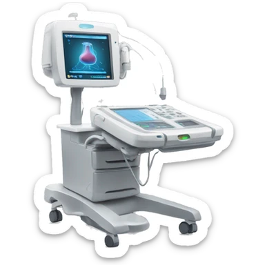Ultrasound machine with probe and gel sticker