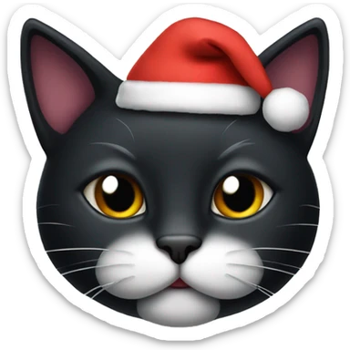 Black Cat wearing a XMAS hat  sticker