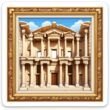 Cinematic Realistic Library of Celsus Landmark Emoji, depicted with an ornate ancient facade rendered with lifelike textures and warm, historical lighting. sticker