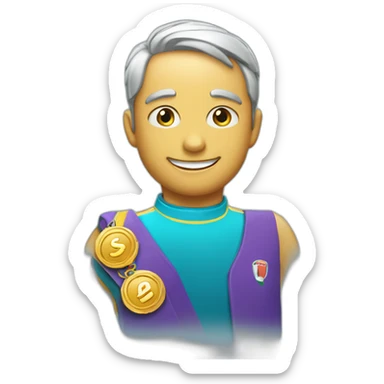 número dos do coler celeste con una medalla de ganador sticker