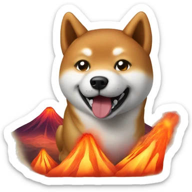 Shiba inu with volcano sticker