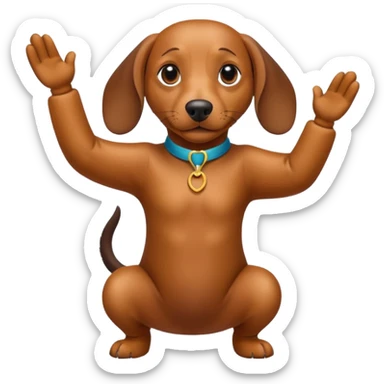 Create a dachshund doing a dab move sticker