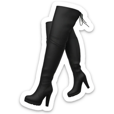 black knee high boots with heel sticker