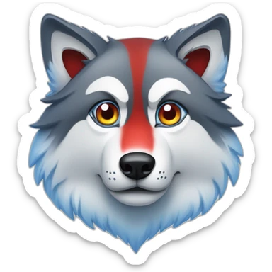 Loup  avec un oeil bleu et un oeil rouge sticker