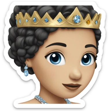 girl with black hair jewelry blue eyes and crown sticker