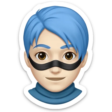 blue haired criminal with robber mask and smirk sticker