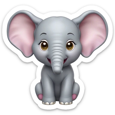 Cinematic Comical Baby Elephant Portrait Emoji, Head tilted dramatically with an exaggeratedly amused expression, featuring a striking soft gray hide with oversized, quirky ears and wide, expressive eyes full of playful disbelief, Simplified yet hilariously expressive features, highly detailed, glowing with a slightly sassy glow, high shine, dramatic yet playful, stylized with an air of cheeky mischief, bright and endearing, soft glowing outline, capturing the essence of a spirited and over-the-top baby elephant, so meme-worthy it feels like it could trumpet its way into internet fame instantly! sticker