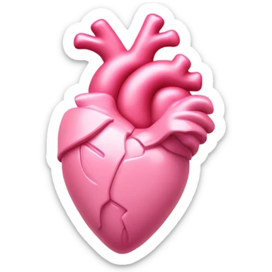 Pink anatomical heart pastel pink with pink bow on top sticker