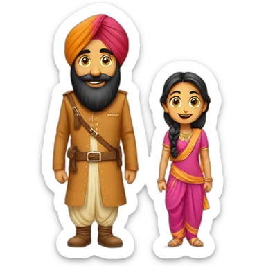 Sardaar man with girl in punjabi suit sticker