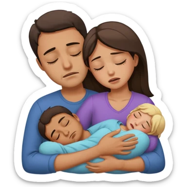 A man holding a sleeping woman in his arms whilst crying  sticker