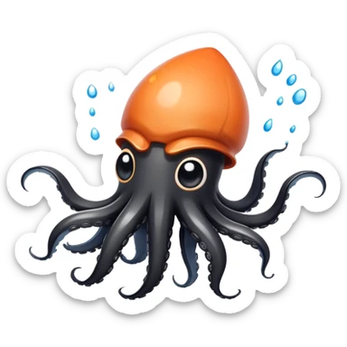 A cute squid squirting black ink sticker