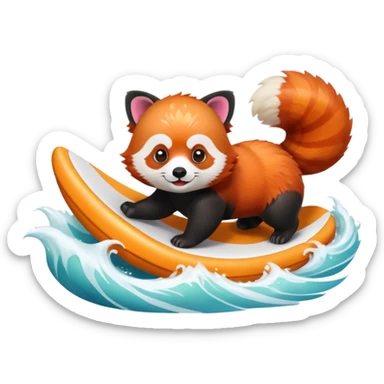 Red Panda 2d wave bye cute sticker