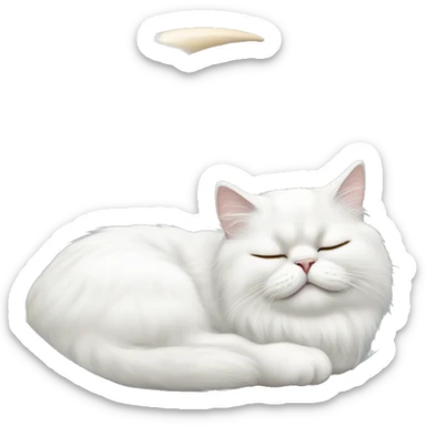 White Persian cat sleeping on crescent moon  sticker