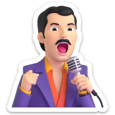 Freddie Mercury singing with microphone sticker