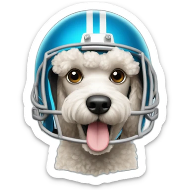 Poodle wearing a football helmet sticker